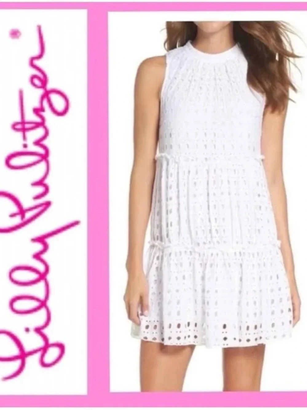 Lilly Pulitzer White Eyelet Tiered Dress